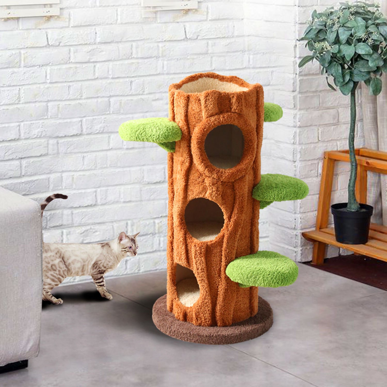 펫모닝 통나무 3단 숨숨집 캣타워 PMC-6532