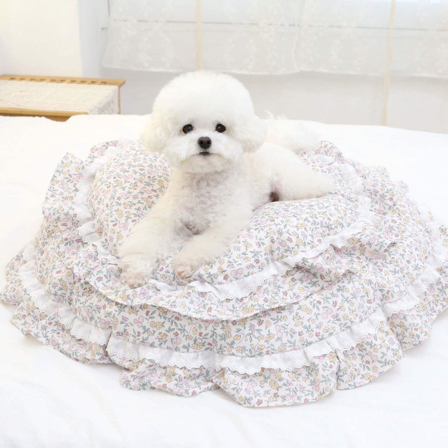 이츠독 플로라 가든 원형 매트 옐로우 M사이즈